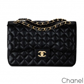 Chanel Black Caviar Jumbo Classic Double Flap Bag Chanel Black Caviar Jumbo Classic Double Flap Bag